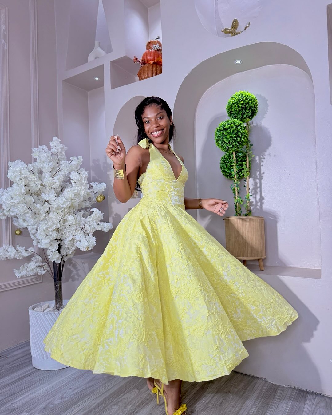 Floral Chiffon Gown Dress - Image 1